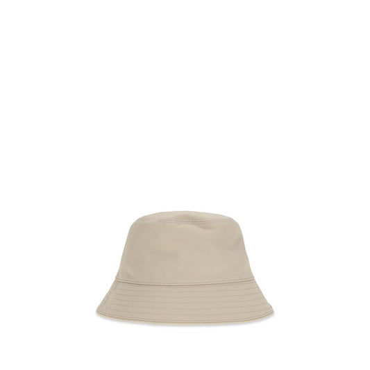 Beige Cotton Bucket Hat