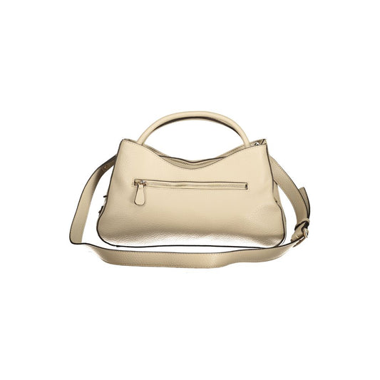 Beige Polyurethane Women Handbag