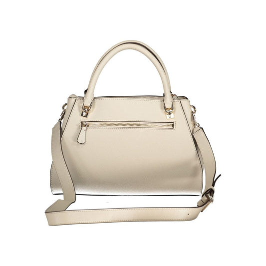Beige Polyurethane Women Handbag