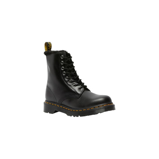 Black Leather Lace-Up Boots