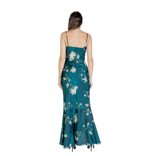 Bicolor Polyester Long Dress