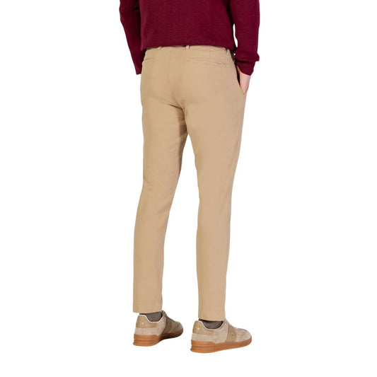 Beige Cotton Skinny Pants