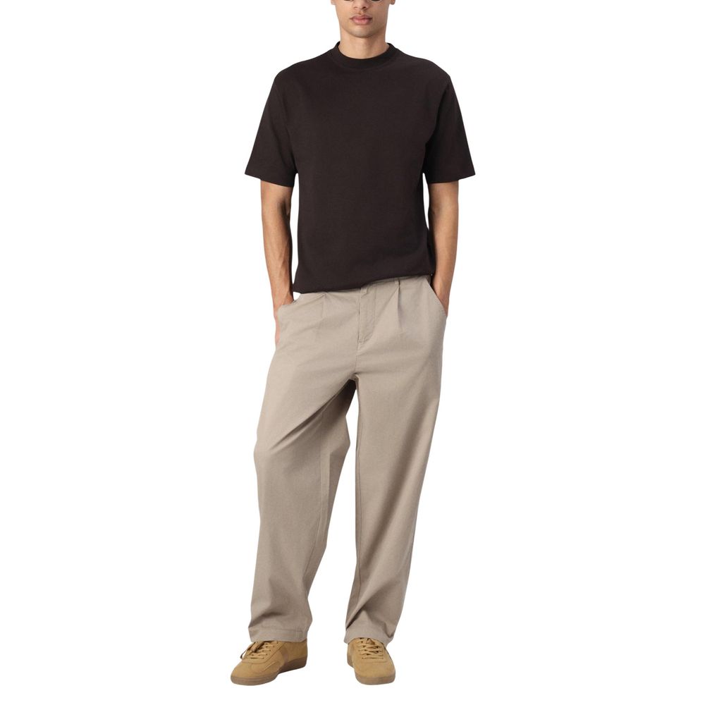 Beige Cotton Casual Pants