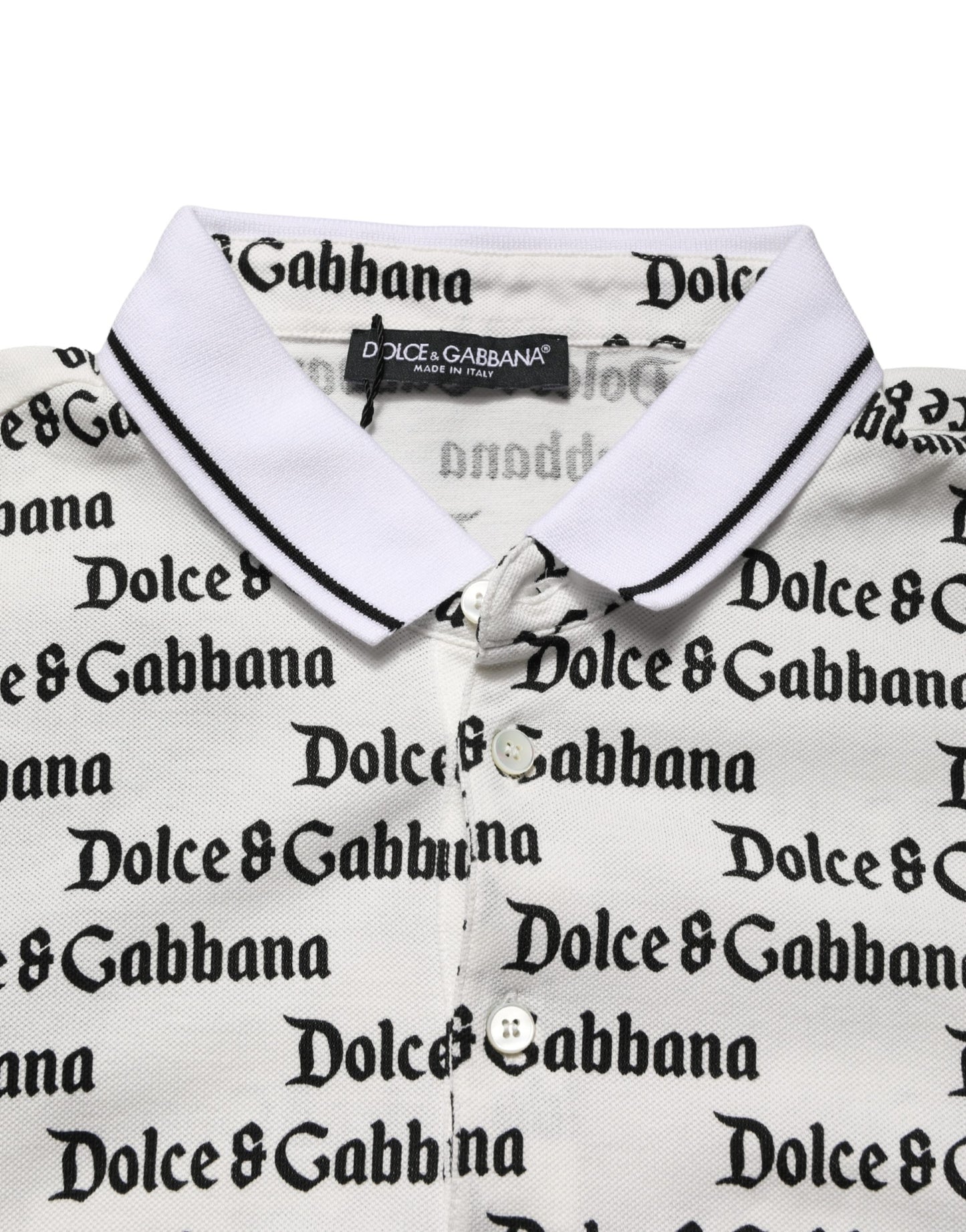 White Logo Monogram Cotton Men Polo T-shirt