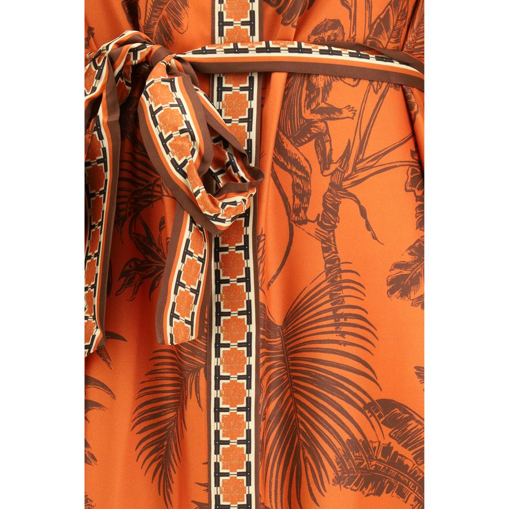 Orange Silk Casual Dress
