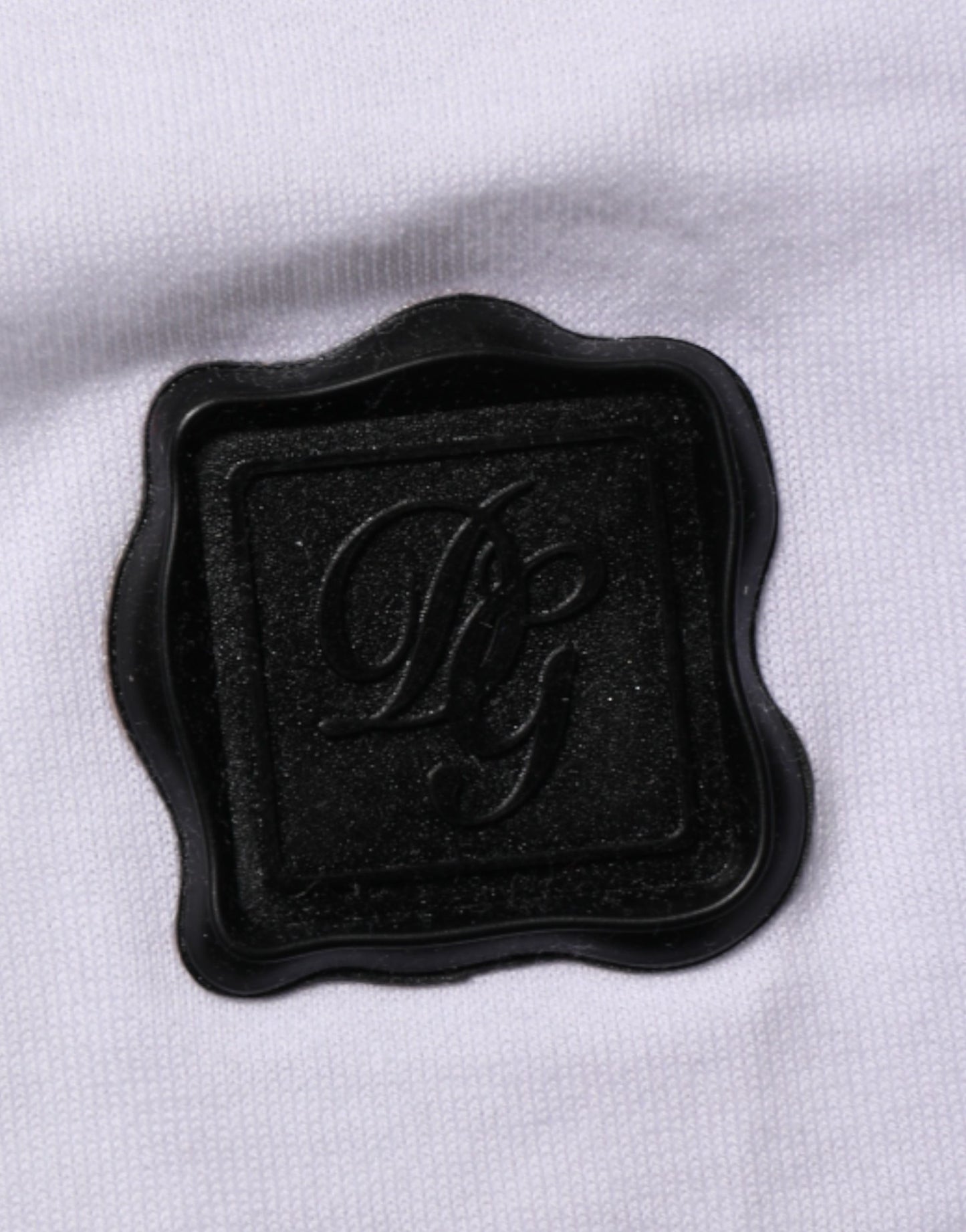 White Logo Patch Cotton Crew Neck T-shirt