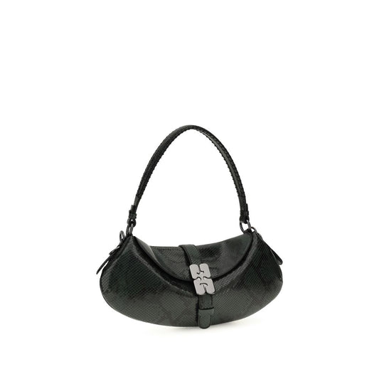 Blue Recycled Leather Shoulder Bag