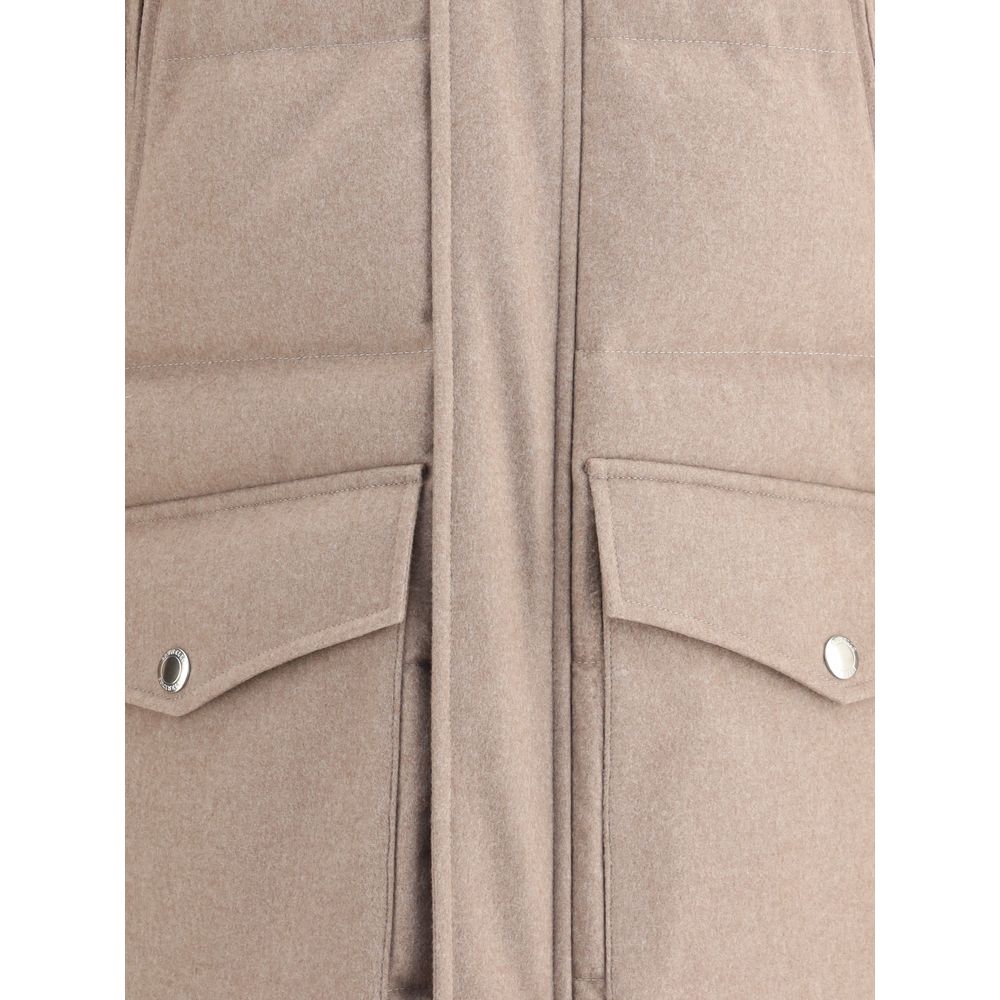 Beige Cashmere Full-Length Jacket