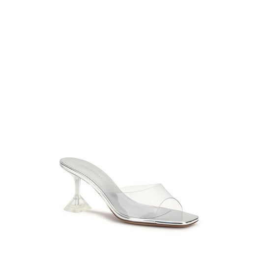 Silver Pvc Stiletto Heel Sandals