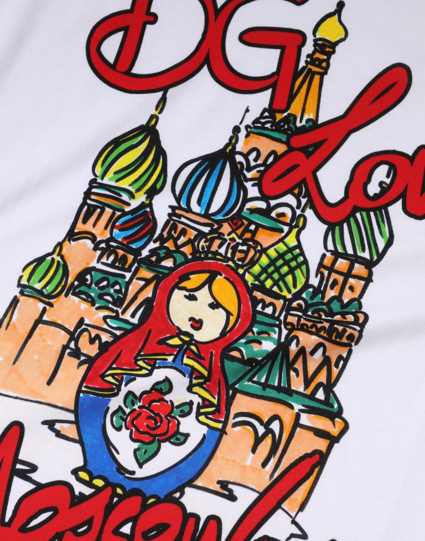 White DG Loves Moscow Print Cotton T-shirt