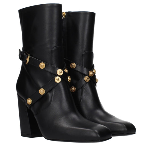 Black Leather Ankle Boots