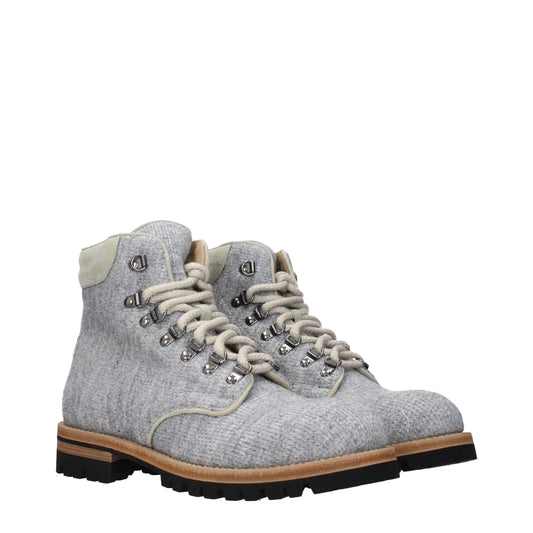 Gray Fabric Ankle Boots