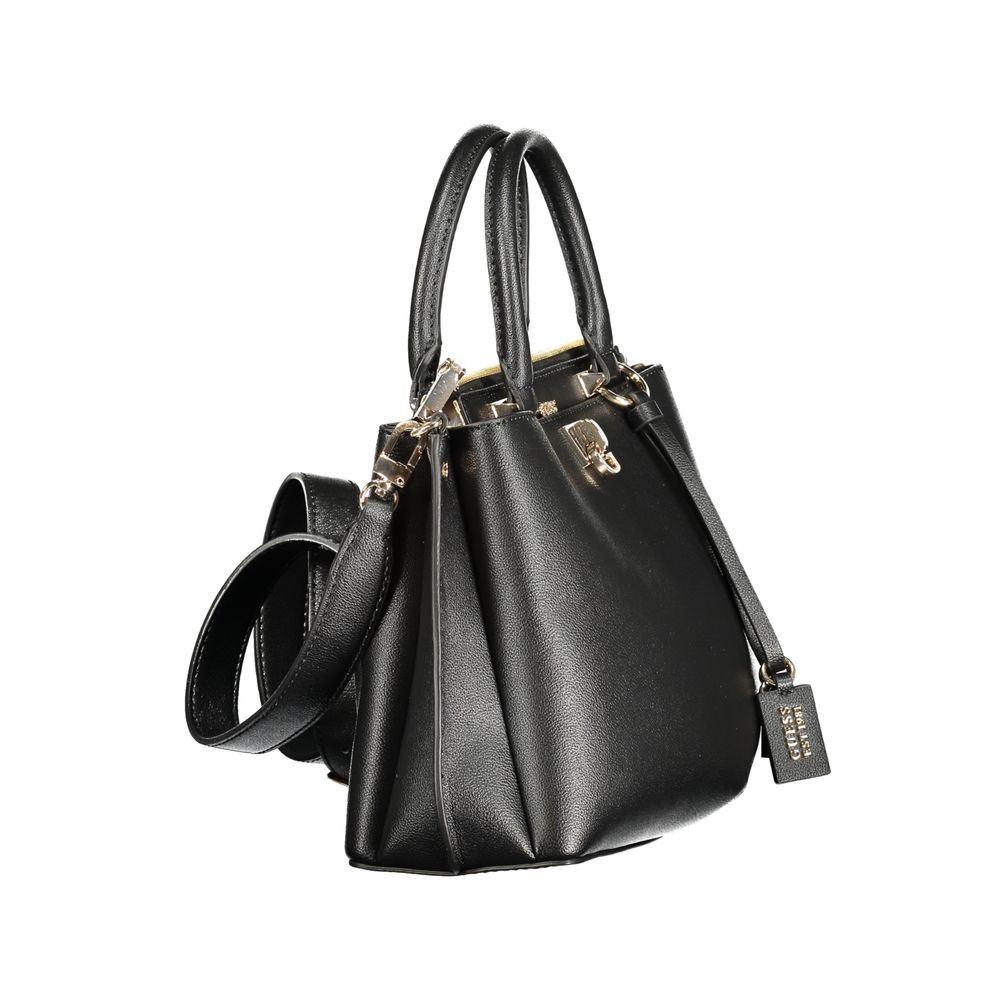 Black Polyurethane Women Handbag