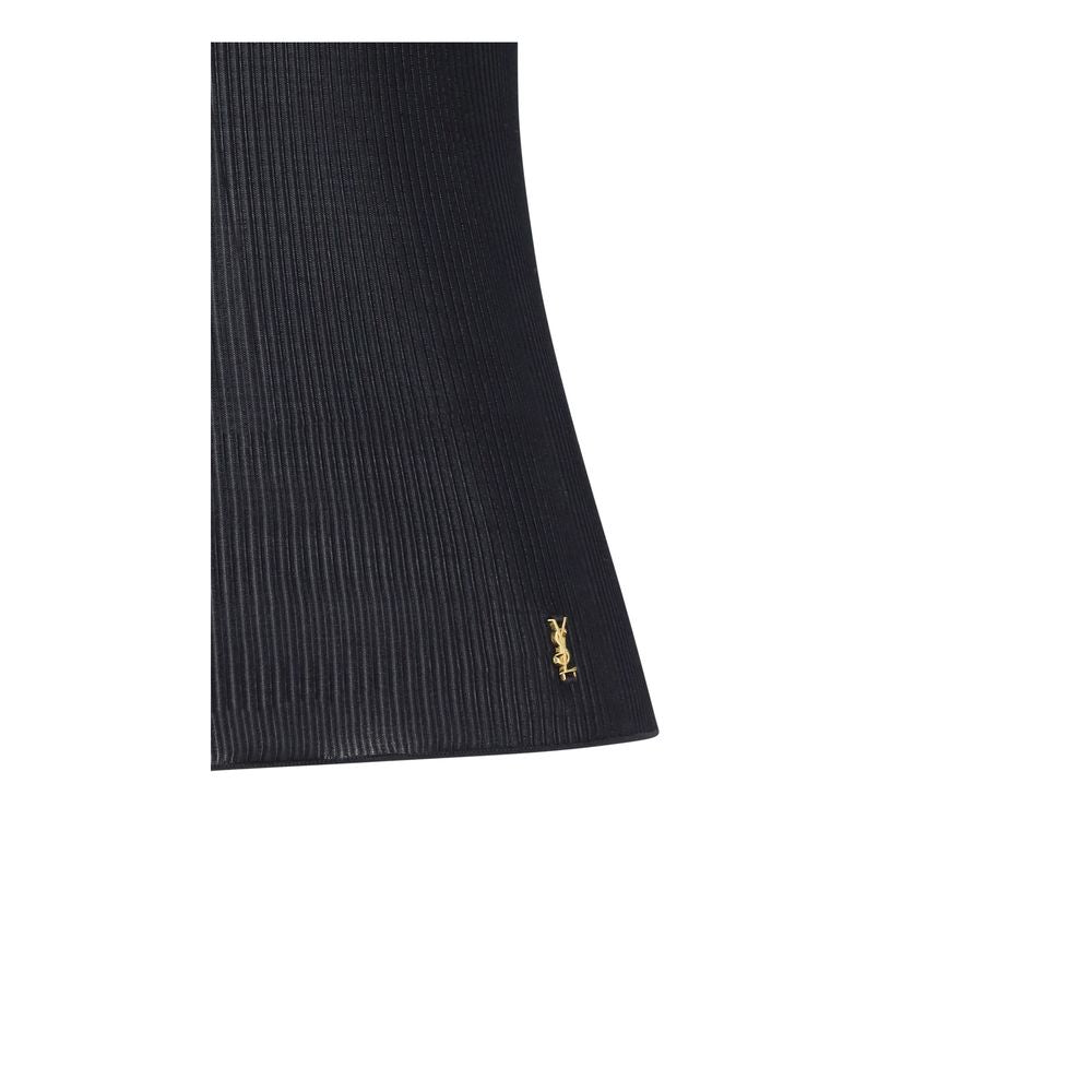 Black Silk Sleeveles T-Shirt