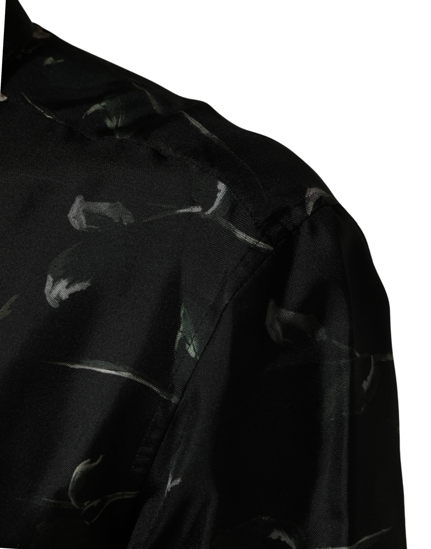 Black Floral Print Long Sleeves Casual Shirt