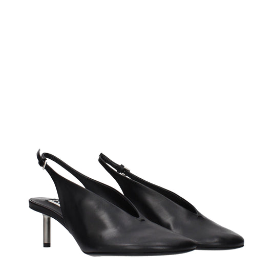 Black Leather High Heel Pumps