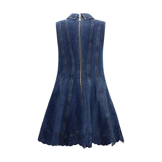 Blue Cotton Casual Dress