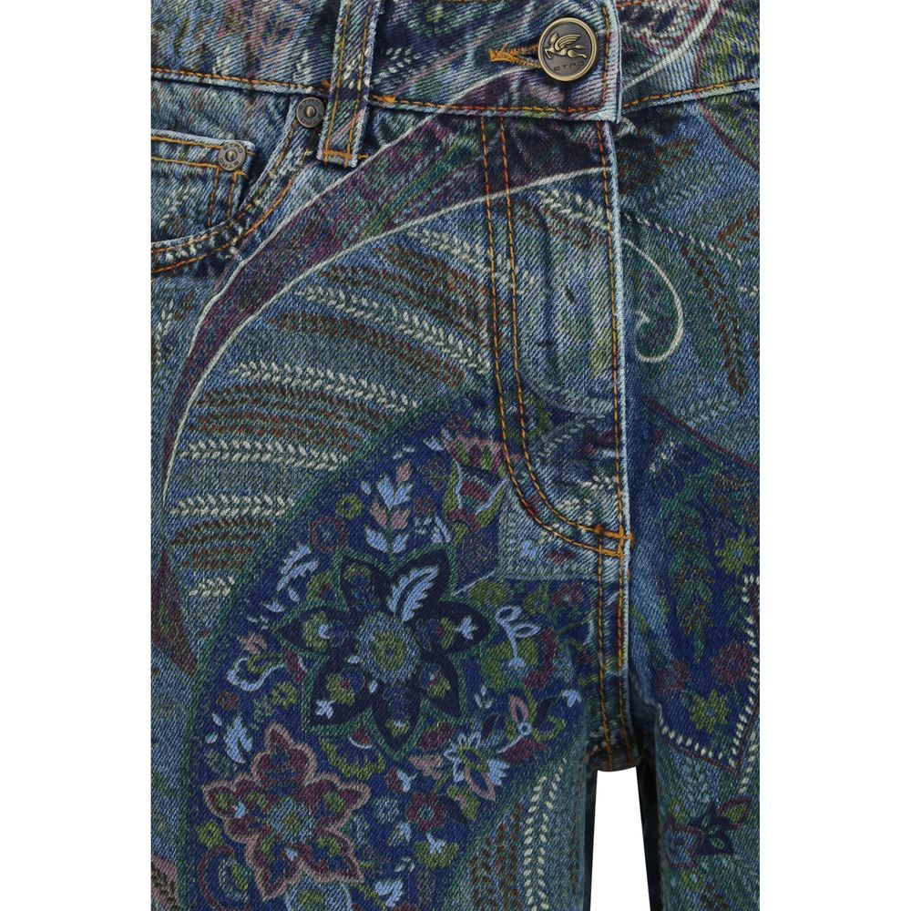 Multicolor Cotton Flared Jeans