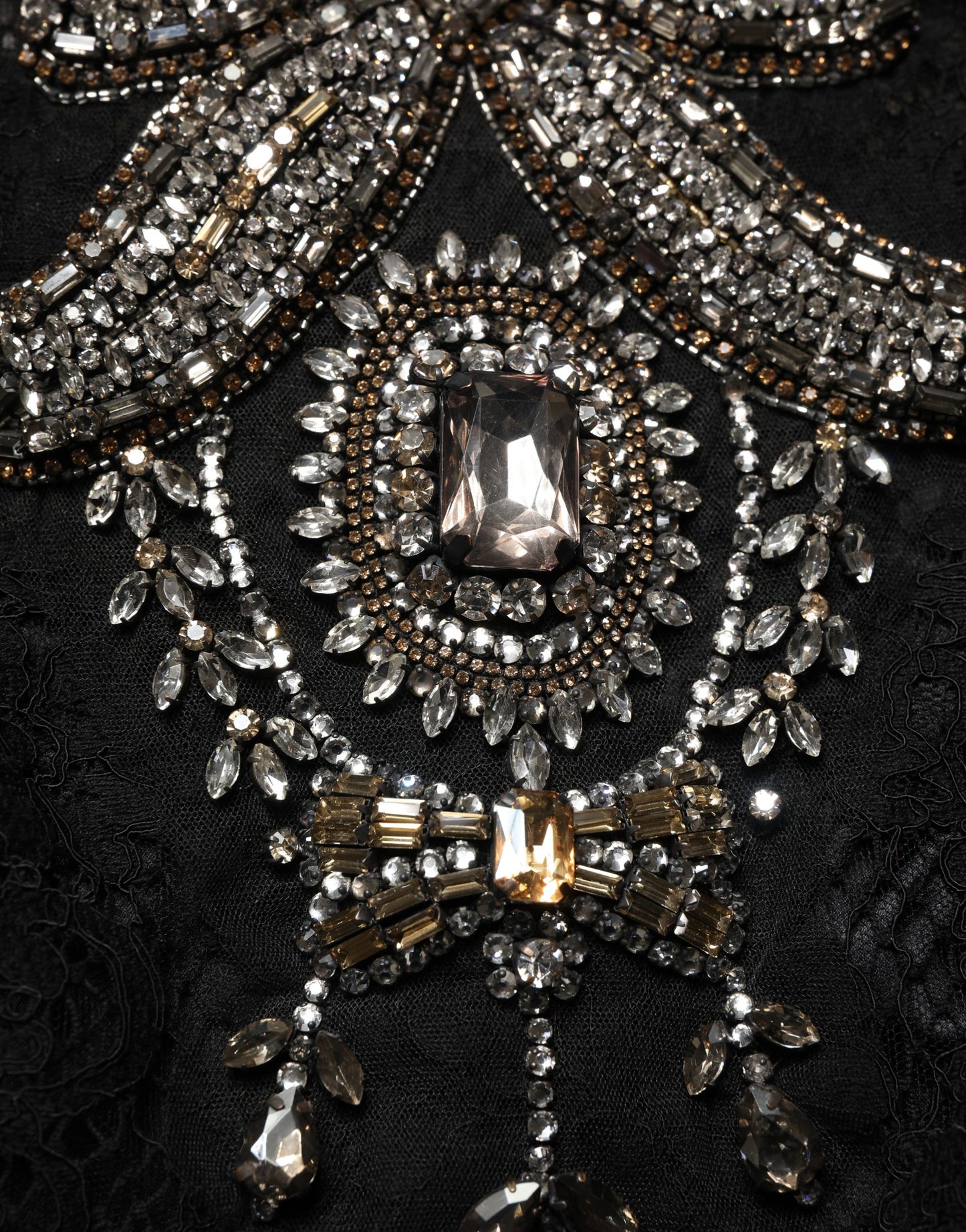 Black Crystal Embellished Sheath Midi Dress