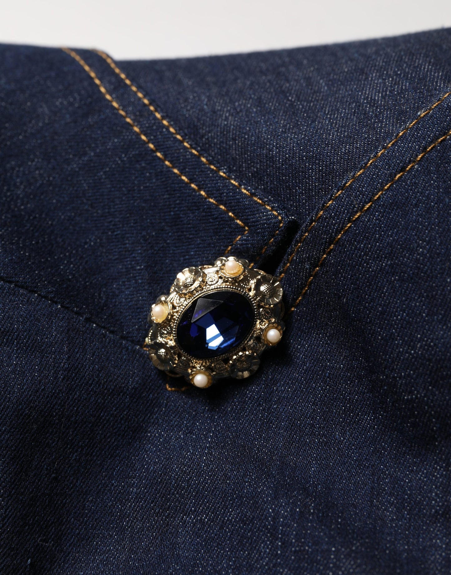 Blue Single-Breasted Denim Blazer Jacket