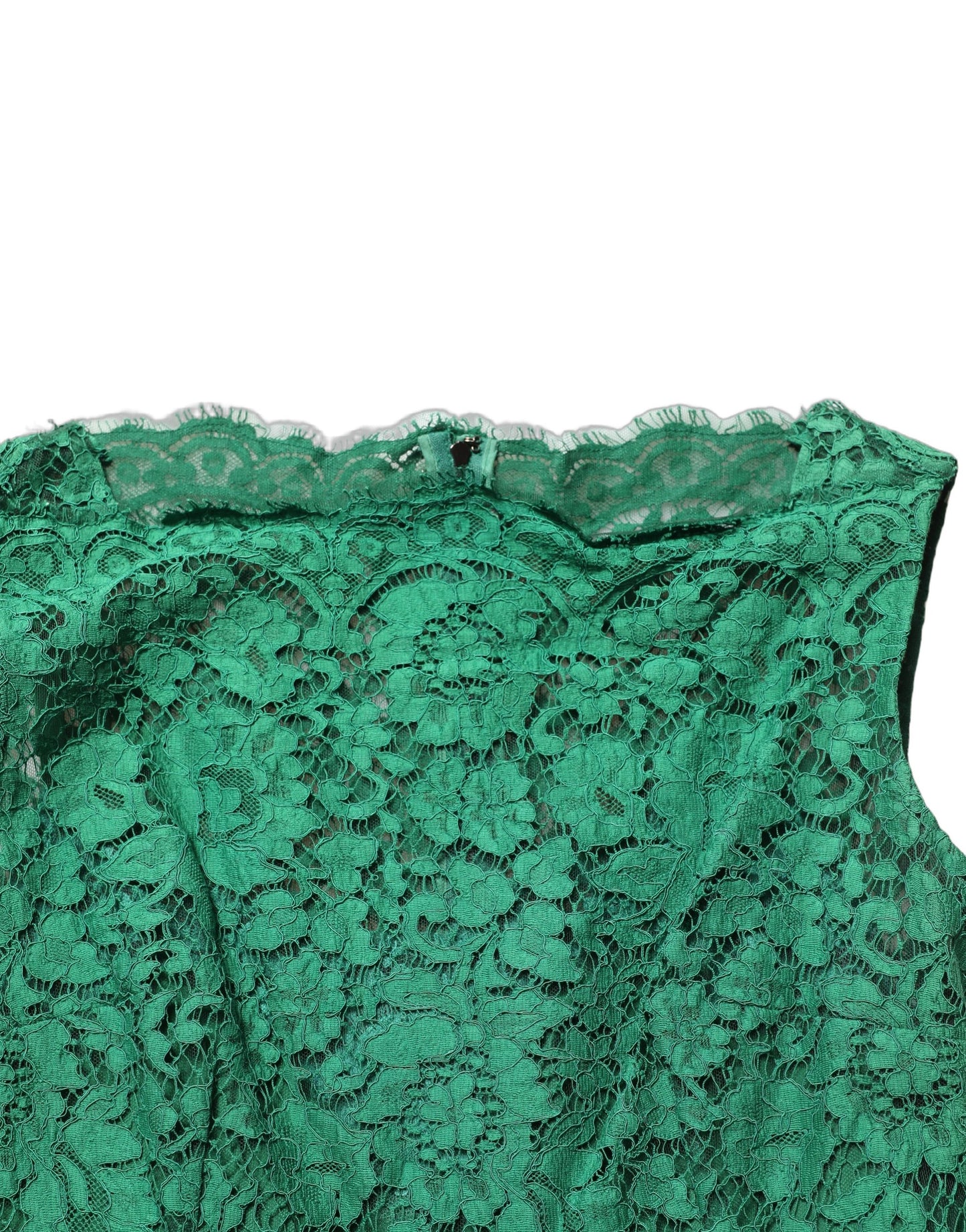 Green Floral Lace Cotton Sleeveless Midi Dress