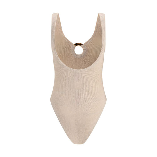 Beige Polyamide One-Piece Swimsuit