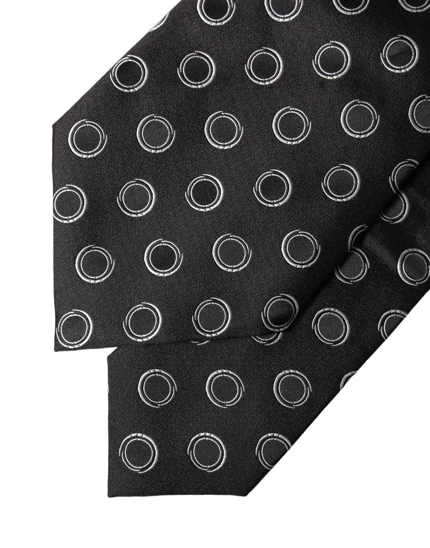 Black White Polka Dot Silk Adjustable Women Necktie Tie