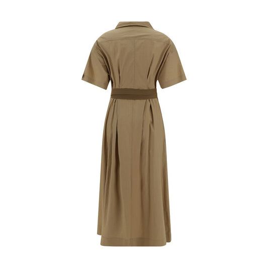 Brown Cotton Casual Dress