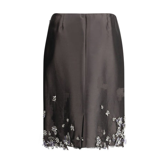 Gray Silk Midi Skirt
