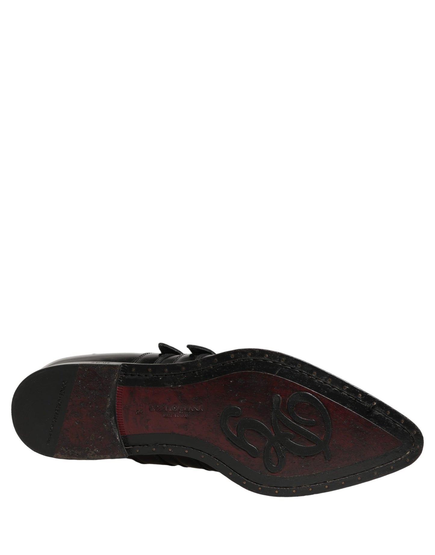 Black Leather Studded Formal Monk Strap Shoes
