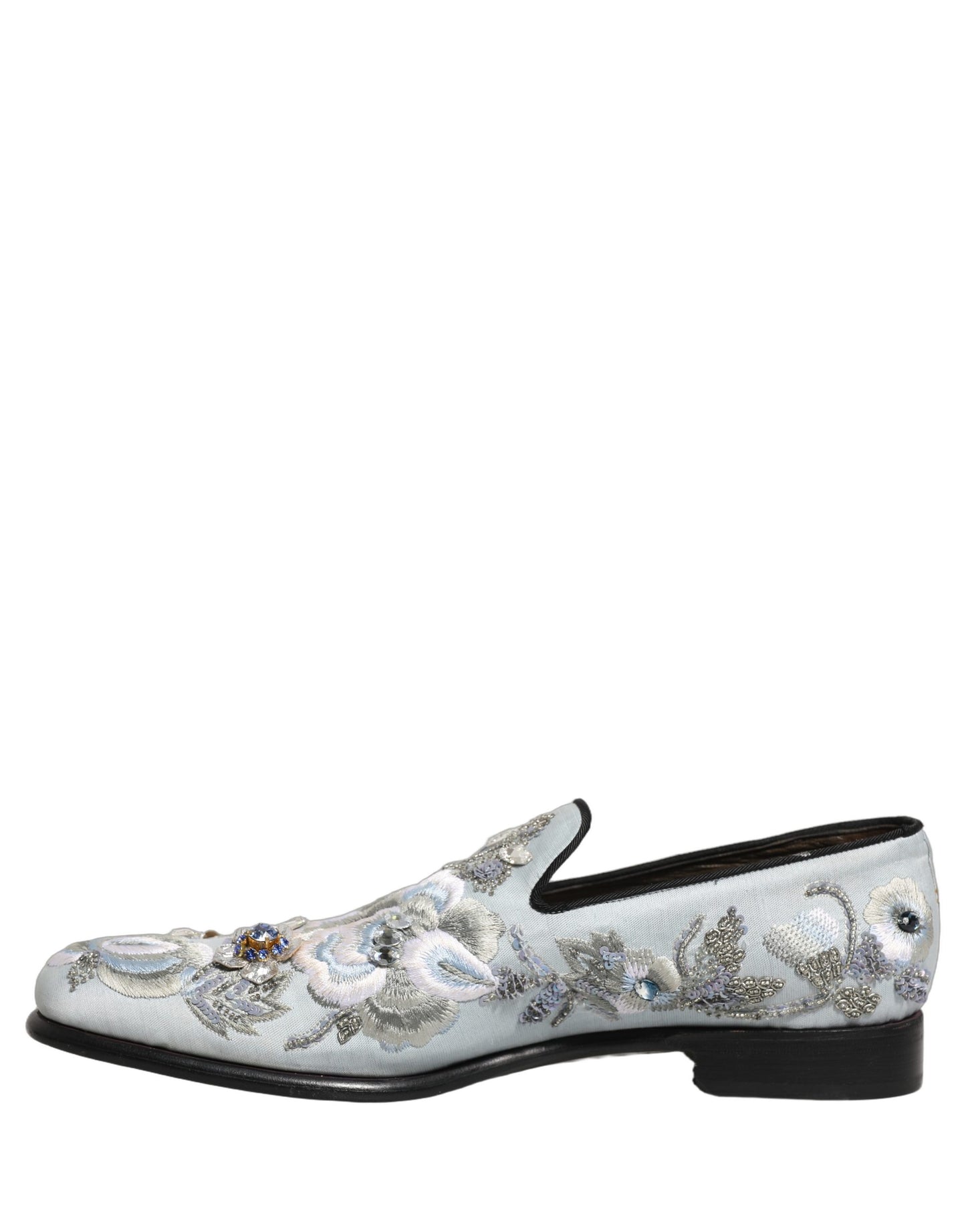 White Floral Embellished Men Loafers Shoes