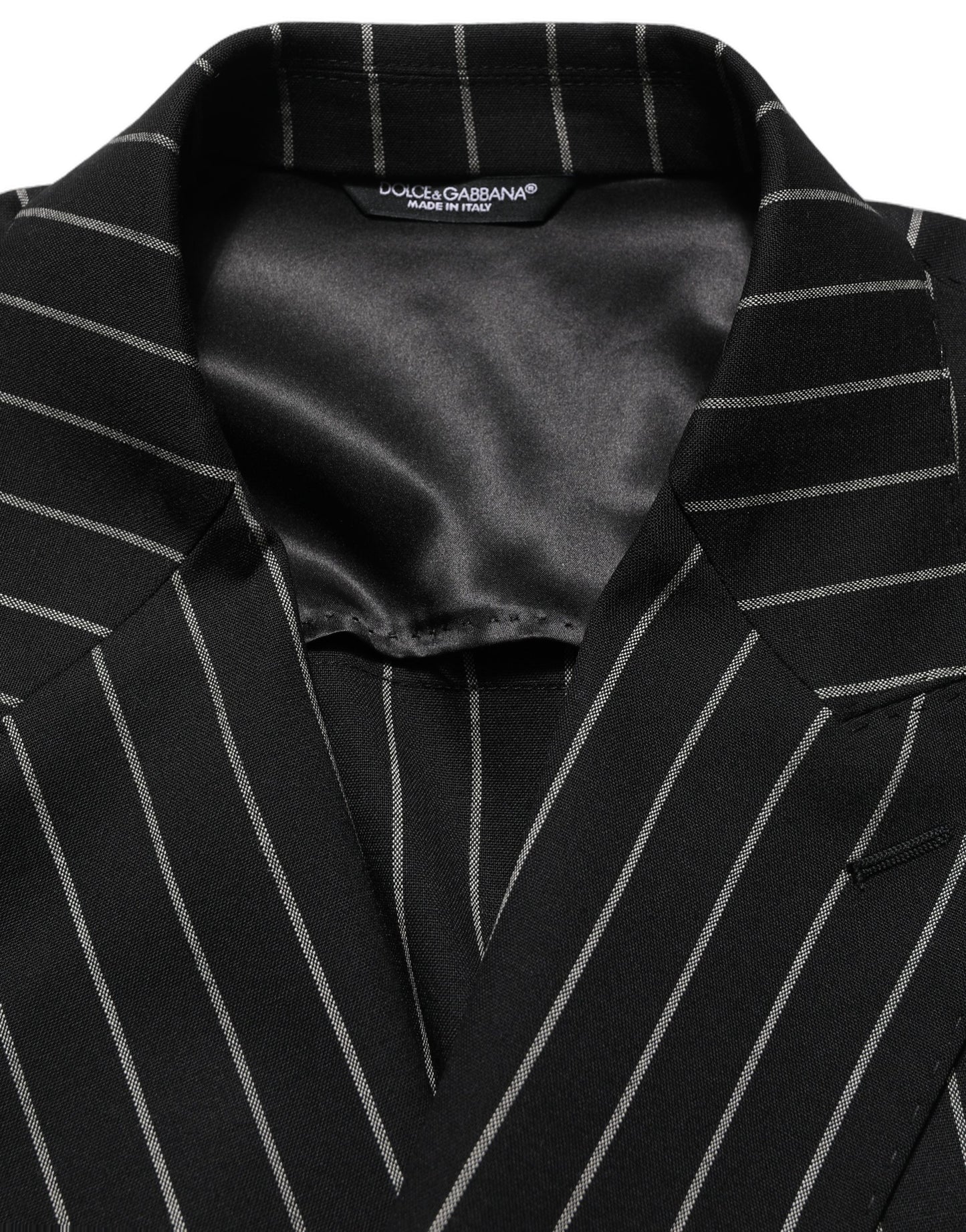 Dark Gray Stripes Wool Double Breasted Jacket