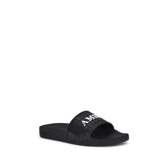 Black Rubber Flat Sandals
