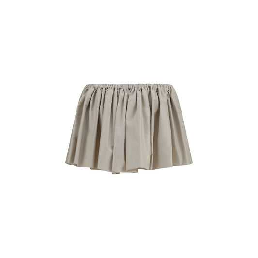 Beige Polyester Mini Skirt