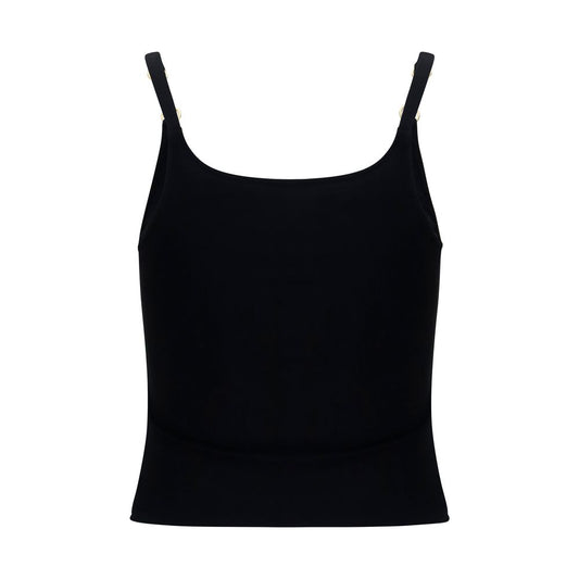 Black Viscose Sleeveles T-Shirt