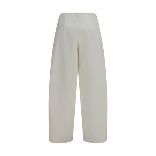 Beige Cotton Casual Pants