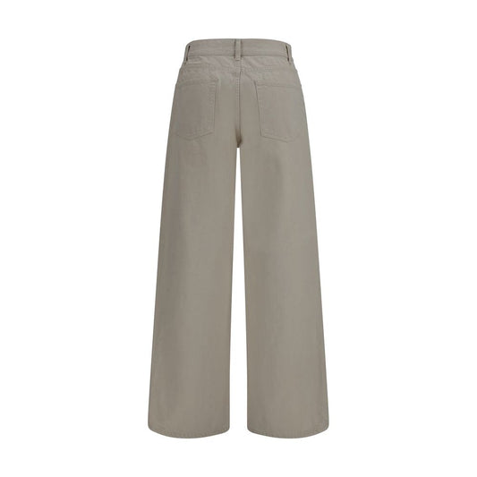 Beige Cotton Relaxed Fit Jeans