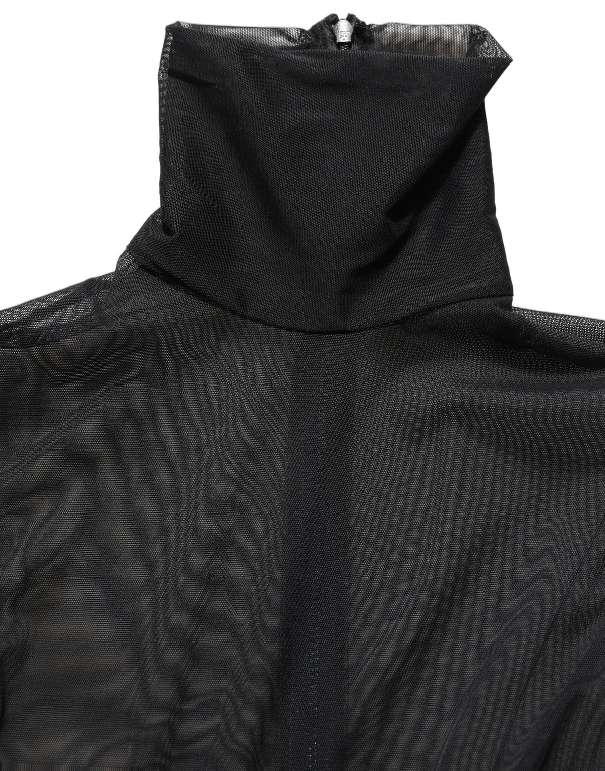 Black Sheer Mesh Jumpsuit Turtleneck Dress