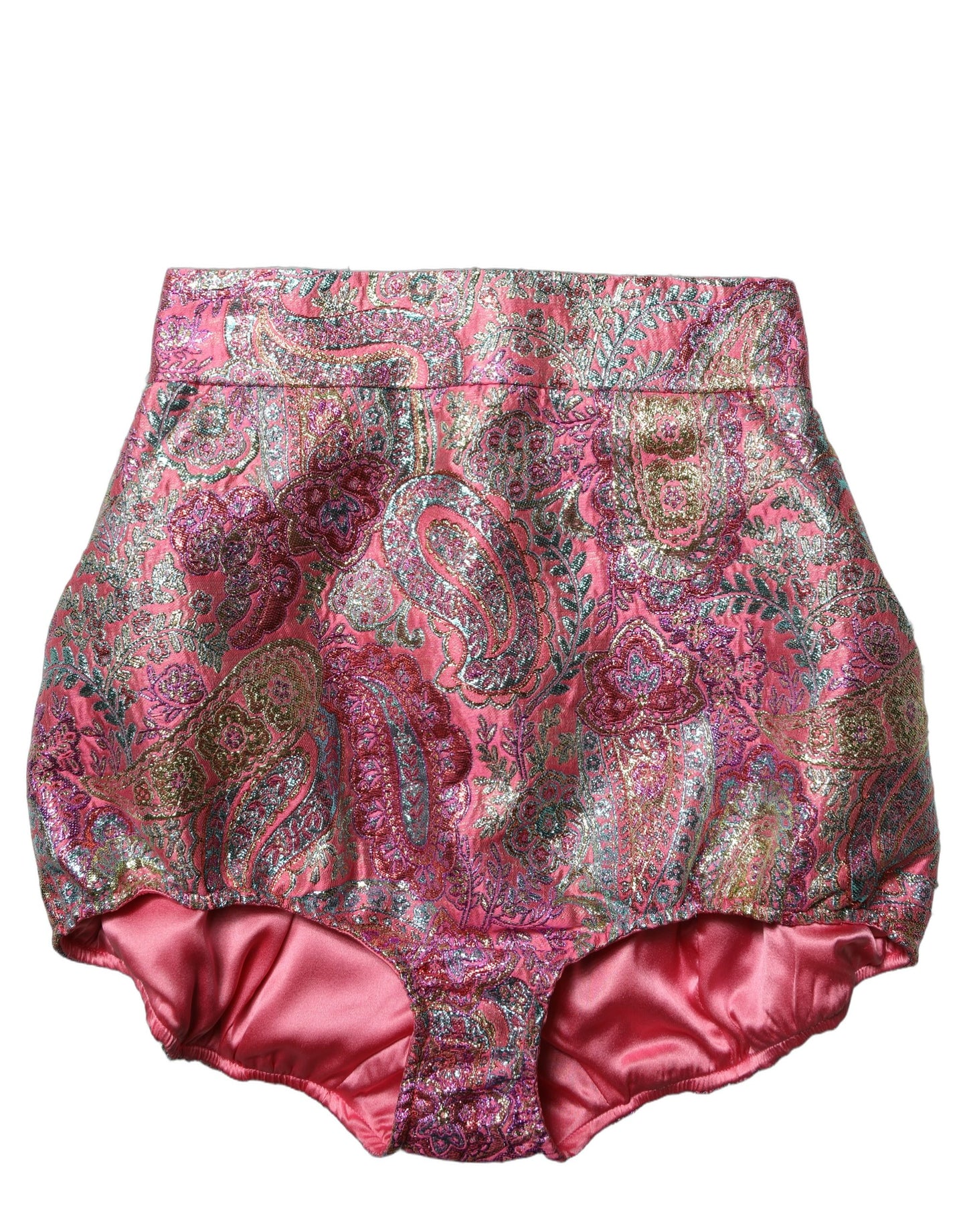 Pink Floral HighWaist Jacquard Hotpants Shorts