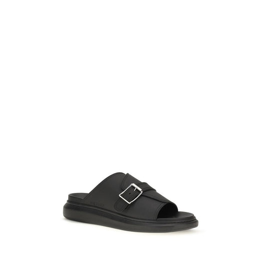 Black Polyurethane Sandals