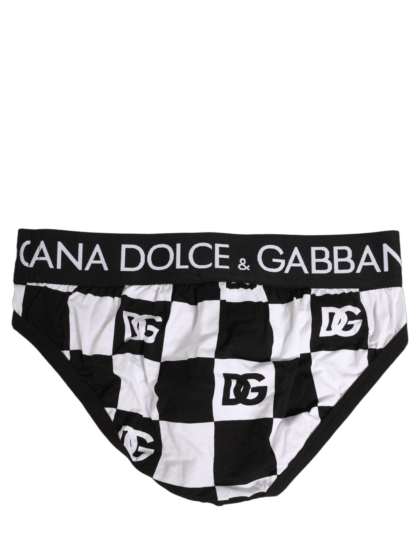 Black White Logo Checkered Midi Brief Underwear