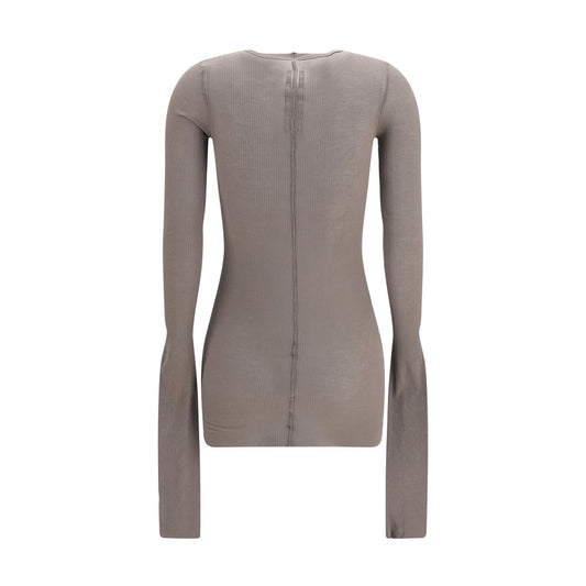 Gray Viscose Long Sleeve T-Shirt