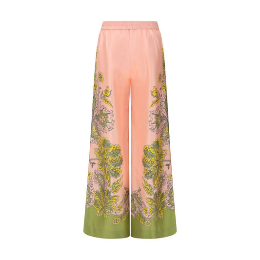 Multicolor Silk Casual Pants