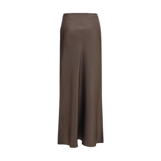 Brown Silk Long Skirt