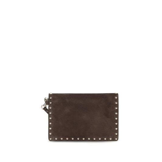 Brown Suede Leather Clutch Bag