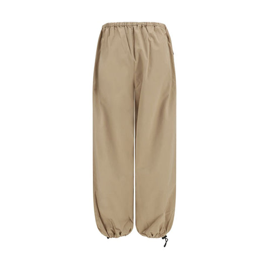 Beige Cotton Athletic Pants
