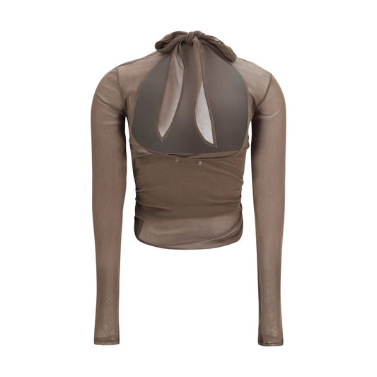 Brown Polyamide Pattern Shirt