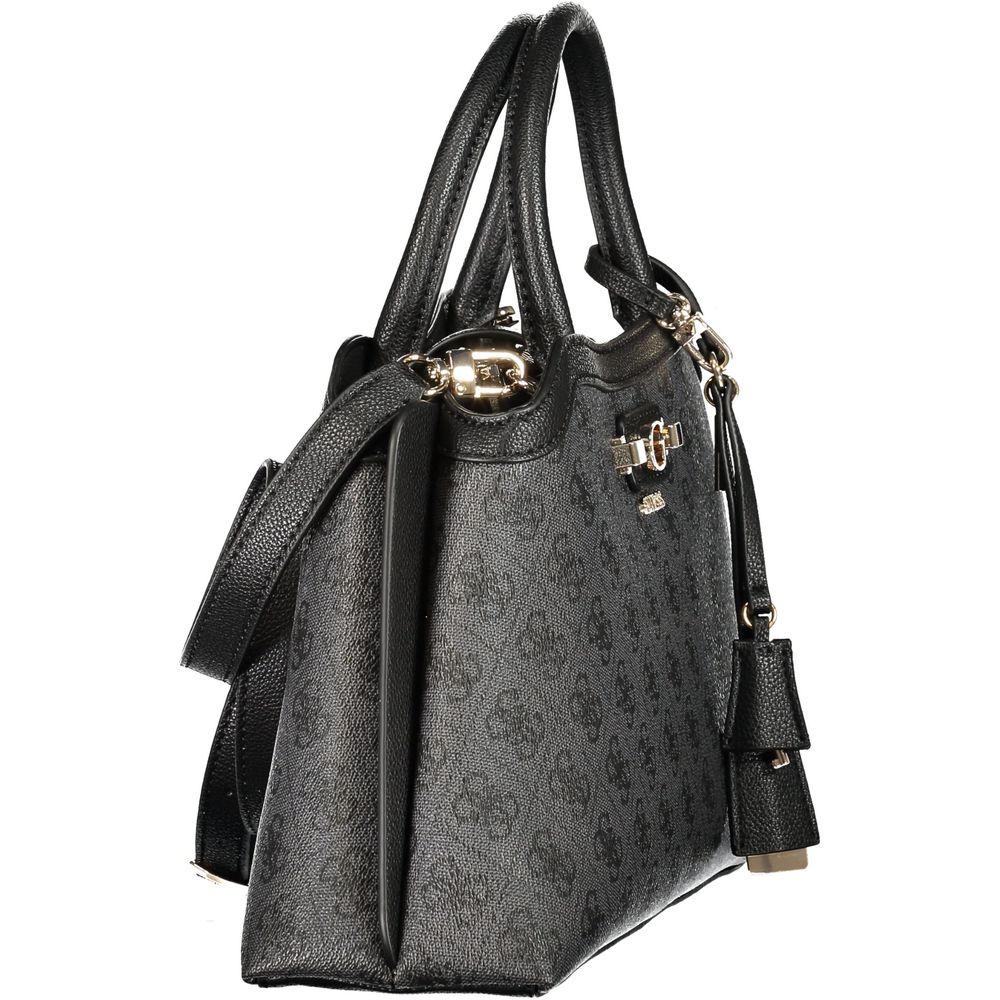 Nero Poliuretano Women's Bag with Handles and Adjustable Strap