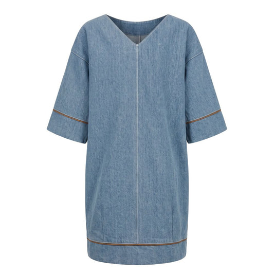 Blue Cotton Women Dress