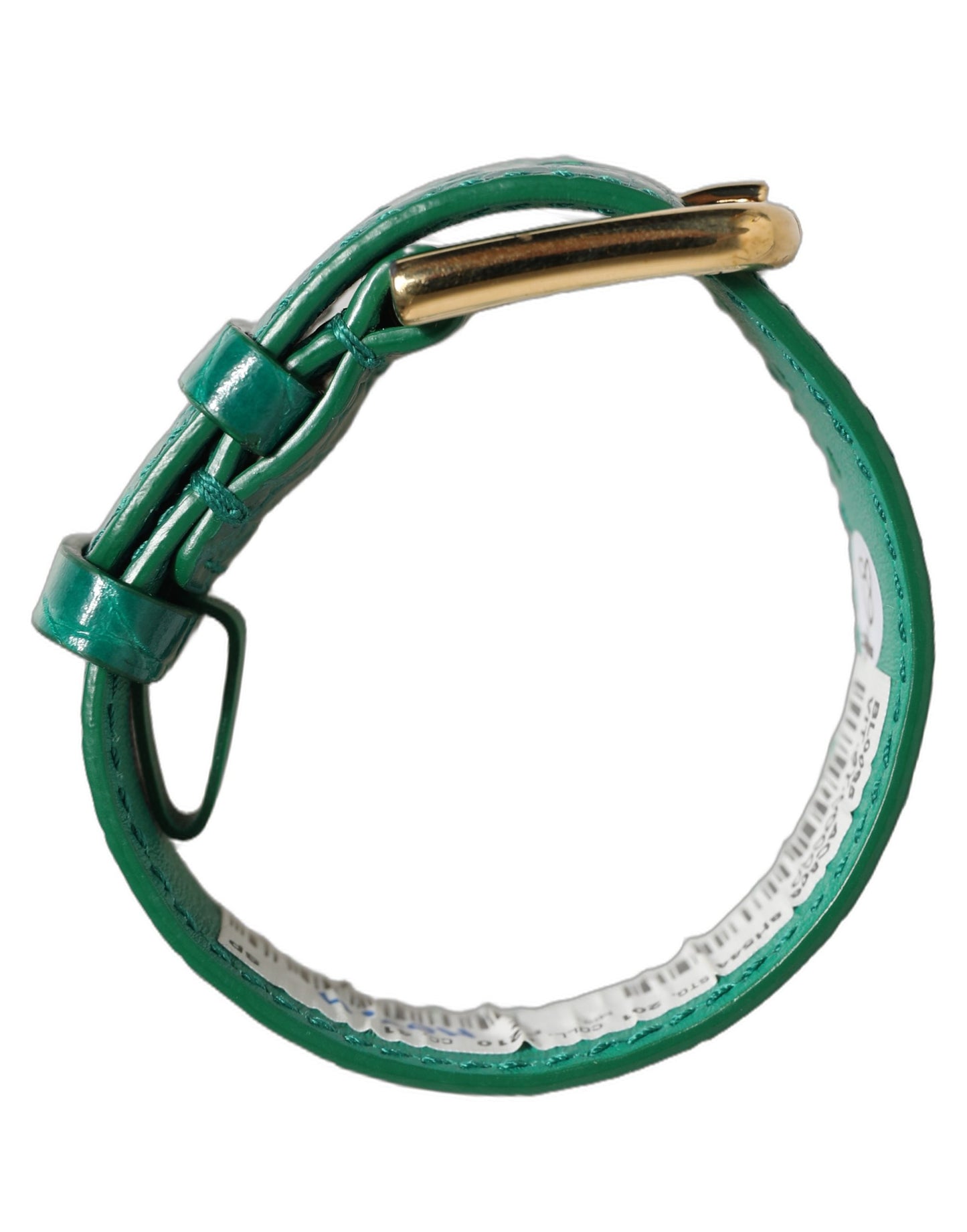Green Embossed Leather Gold Buckle Belt Strap Bracelet